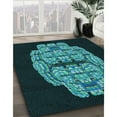 thumbnail image 3 of Ahgly Company Machine Washable Indoor Round Transitional Deep Teal Green Area Rugs, 6' Round, 3 of 7