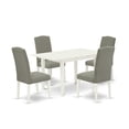 thumbnail image 2 of East West Furniture Norfolk 5-piece Dining Set with High Back Chairs in White, 2 of 6