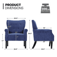 thumbnail image 2 of MoNiBloom Upholstered Armchair, Accent Chair with Wood Leg, Cotton-linen Single Sofa Chair with Tufted Back, for Living Room Bedroom, Navy Blue, 2 of 9