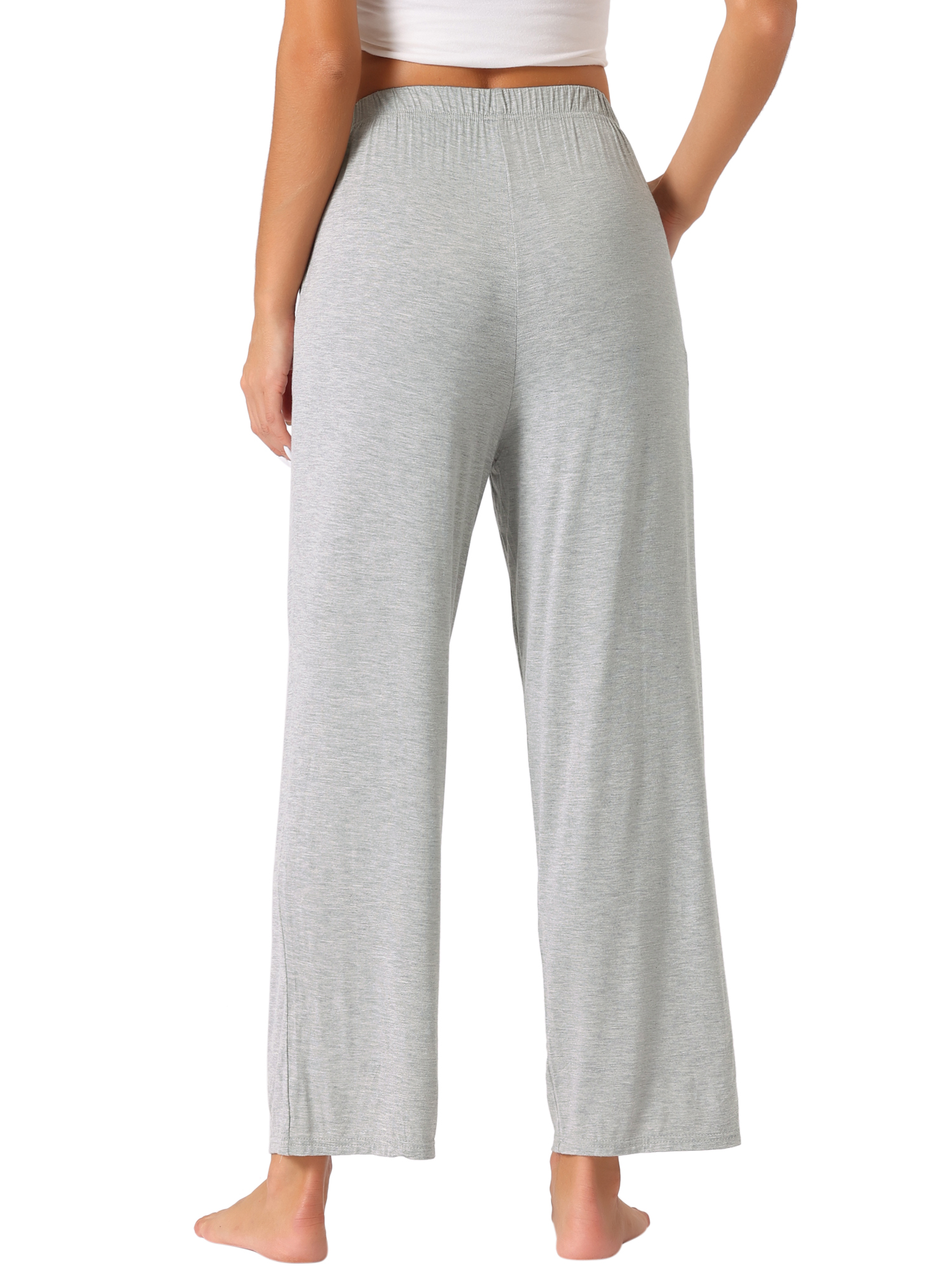 DARING DIVA Women's Flowy Cotton Wide Leg Lounge Pants XS Light Gray