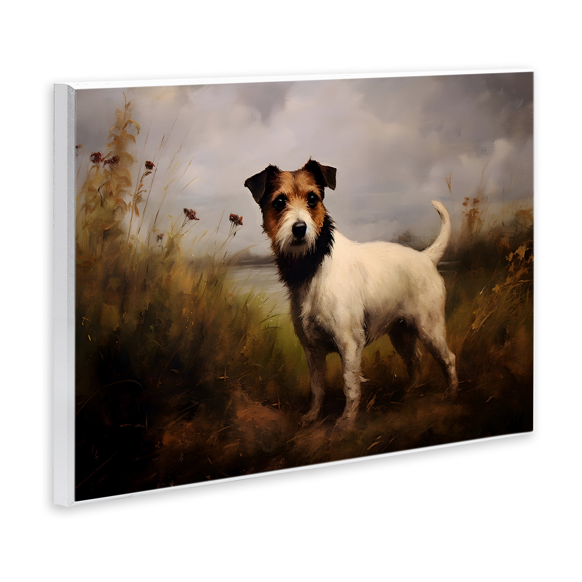 Stupell Industries Jack Russell Terrier Landscape Landscape Painting Unframed Art Print Wall Art, 19 x 13
