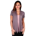 thumbnail image 1 of Simply Ravishing Women's Basic Short Sleeve Hip Length Open Drape Cardigan, Medium, Coco, 1 of 4