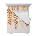 thumbnail image 7 of Quilts Twin Size Bedding Set, Orange Ombre Botanical Lightweight Quilted Comforter, Watercolor Country Leaf Rustic Soft Reversible Bedspread Coverlet with Pillow Covers for All Season, 68" x 86", 7 of 7