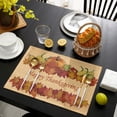 thumbnail image 5 of Thanksgiving Holiday Placemats Set of 6, Fall Harvest Pumpkins Cotton Linen Stain Resistant Table Mats Washable Placemat Decoration for Kitchen Dining Table,Autumn, 5 of 6
