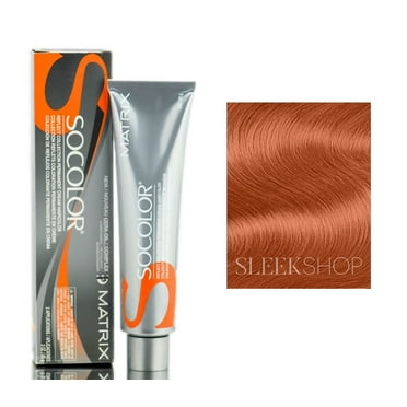 7CC - Dark Blonde Copper , Matrix SoColor Pre-Bonded Reflect Collection - Permanent Hair Color Dye hair beauty, Pack of 1 w/ Sleekshop Pink Comb