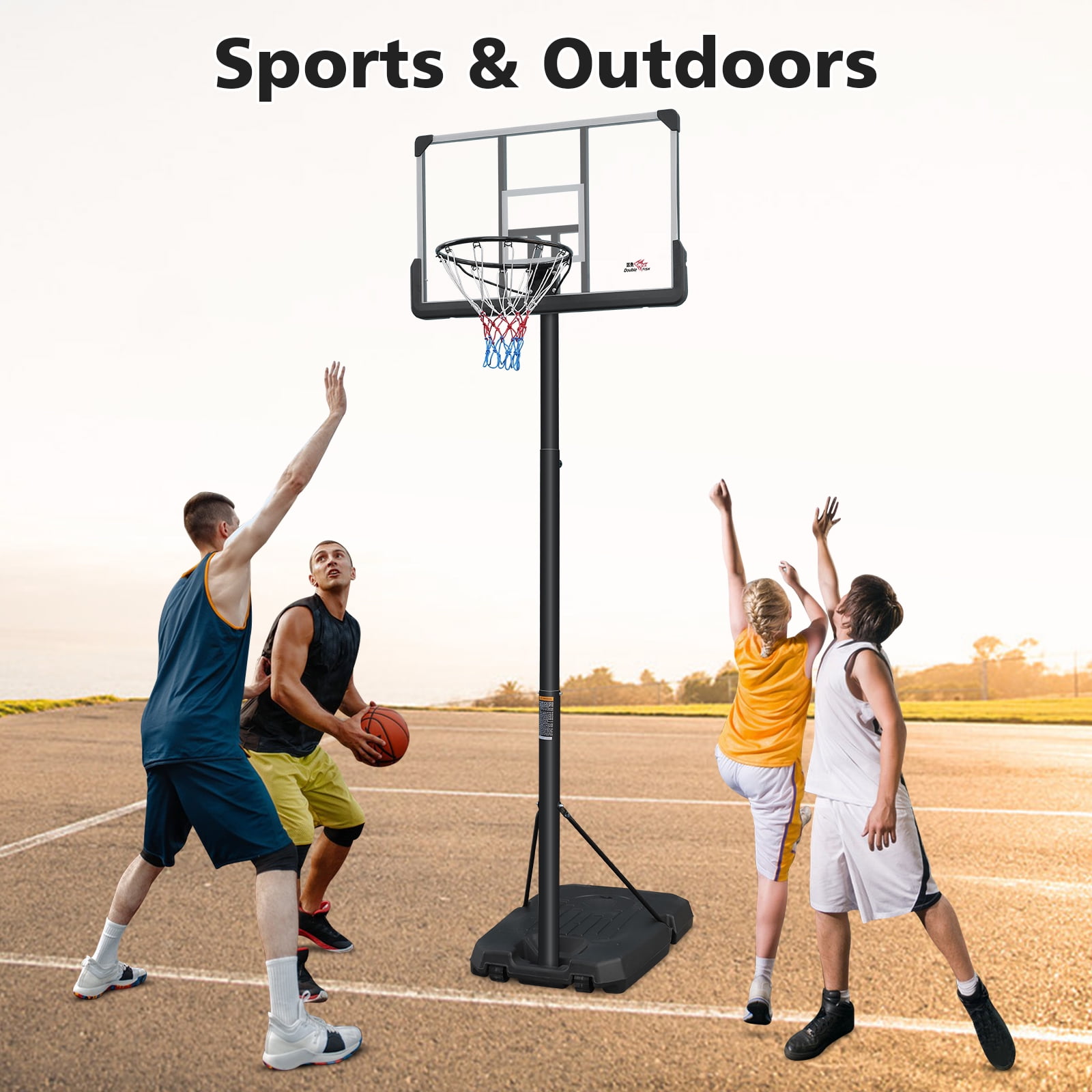 [Adjustable Basketball Goal] Height Adjustable 6.5 Ft-10 Ft Basketball Hoop - 44'' Basketball Rebound, Portable Wheels, And Sturdy Base - Rust-Proof For Adults And Youth