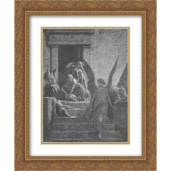 Gustave Dore 2x Matted 20x24 Gold Ornate Framed Art Print 'The Firstborn of the Egyptians Are Slain'