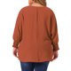 thumbnail image 3 of Blusas de chiffon de talla grande para mujer Agnes Orinda, con mangas largas de murciélago y volantes, camisetas sueltas y casuales 2X Caramelo, 3 of 6