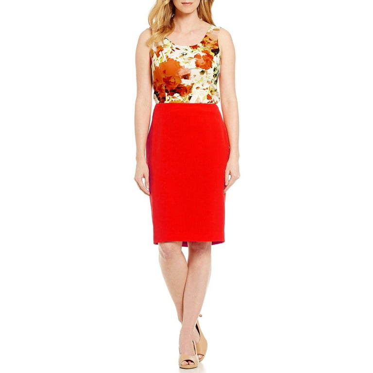 Kasper crepe outlet pencil midi skirt