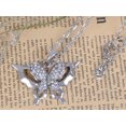 thumbnail image 2 of Alilang Silvery Tone Rhinestones Cut Out Double Butterfly Insect Mask Pendant Necklace, 2 of 5