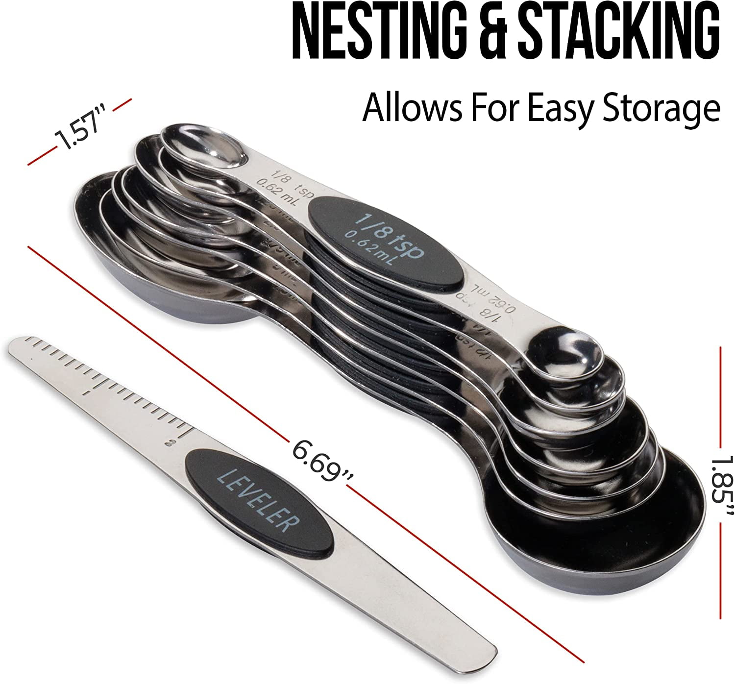 Stainless Steel Magnetic Measuring Spoons Dual Sided For - Temu