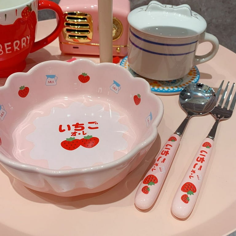 2pcs Kawaii Duck Spoon Fork Cutlery Set for Kids School Cute Korean  Portable Travel Stainless Steel Tableware Kitchen Utensils