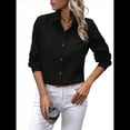 thumbnail image 1 of Camisas con Botones para Mujer, Blusas de Larga, Blusas Casuales Lisas para Oficina y Trabajo Negro L, 1 of 7