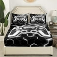 thumbnail image 3 of Erosebridal Teens Gamer Bed Sheets King,Geometric Honeycomb Bedding King Size,Hexagon Room Decorative,Super Cozy,4pcs, 3 of 7