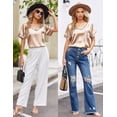 thumbnail image 5 of Ekouaer Silk Pajama for Women Short Sleeve Satin Pj Set Two Piece Soft Sleepwear Loungewear, S-XXL, 5 of 5