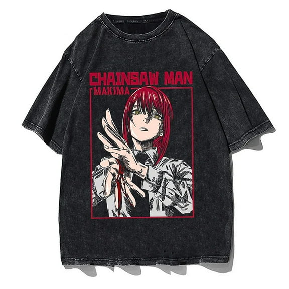 Chainsaw Man Men's Cotton Summer T-Shirts Vintage Tee Loose Fit Short Sleeve Casual Tshirts for Men Women L