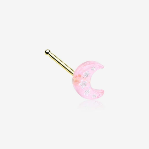 Golden Kawaii Pop Moon Glitter Sparkle Nose Stud Ring
