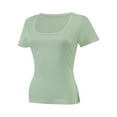 thumbnail image 2 of Women Casual Long Sleeve Slim Scoop Neck Fit T Shirts Basic Tee Tops Crew, 2 of 5