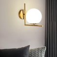 thumbnail image 5 of Lámpara de pared LED moderna con soporte de pantalla de bola de vidrio blanco para dormitorio, sala de estar, pasillo, baño, accesorio de iluminación para montaje en pared (luz cálida), 5 of 5