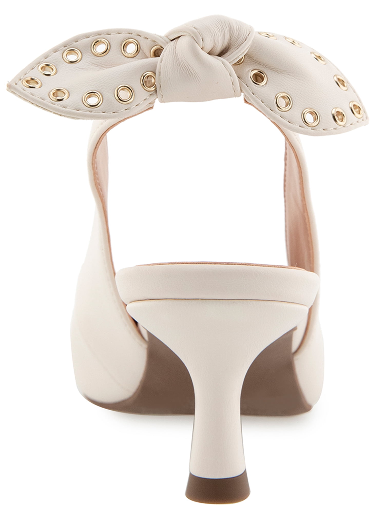 Kensie Olympia Grommet Bow Slingback Kitten Heel
