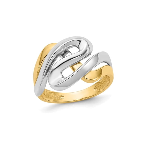 Gem & Harmony 14K Yellow and White Gold Polished Twisted Swirl Ring for Women