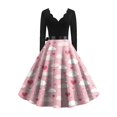 thumbnail image 5 of Valentines Day Dresses Women Long Sleeve V-Neck A-line Dress with Heart Print Pink XL, 5 of 5
