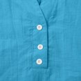 thumbnail image 5 of Dazajoo Linen Henley Shirts for Women Short Sleeve Button V Neck Tops Summer Casual Solid Color Basic Tees,Blue,M, 5 of 8