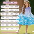 thumbnail image 6 of FKELYI Girls Crew Neck Dress A-Line Tiered Swing Dress Purple Snowflake Blue Fish Scale Print Ruffle Long Sleeve Fall Sundress Midi Playwear for Party Birthday, 5-6 Y, 6 of 6