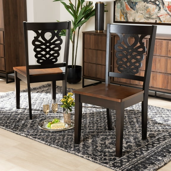 Baxton Studio Gervais Dining Chair, Set of 2, Dark Brown