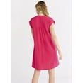 thumbnail image 3 of Time and Tru Women's Double Cloth Cotton Mini Shirtdress, Sizes XS-XXXL, 3 of 4