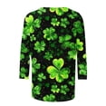 thumbnail image 5 of T-Shirt à Col Rond Imprimé de la Saint-Patrick pour Femmes, Manches Trois Quarts 3/4, Coupe Ample, 5 of 5