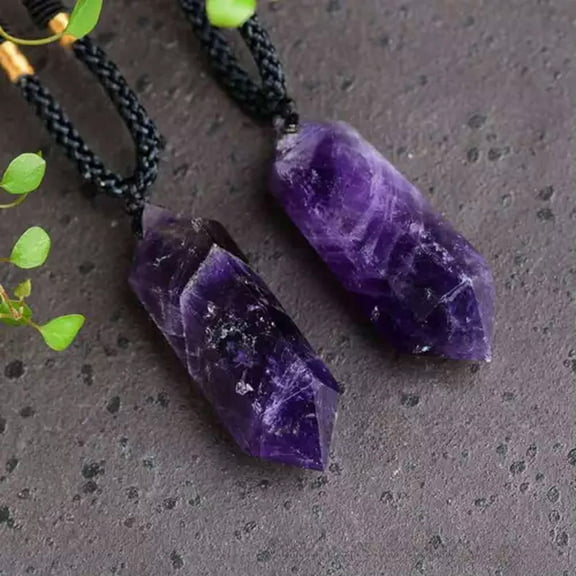 GKNET AAA Natural Quartz Crystal Point Stone Pendant Energy Healing Necklace Amulet US- Amethyst Quartz DT