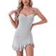 thumbnail image 1 of INSPIRAR CHIC Camisones de Mujer Ropa de Dormir Chemise do Hem Asimétrico V-Cuello Babydoll Camiseta Lencería Noche S Gris, 1 of 6