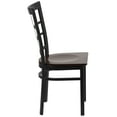 thumbnail image 6 of BizChair 2 Pack Black Window Back Metal Restaurant Chair - Walnut Wood Seat, 6 of 8