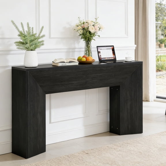 Fnova 63" Farmhouse Console Table, Modern Long Rectangular Wooden Sofa Table for Living Room, Entryway, Hallway Foyer, Easy Assembly