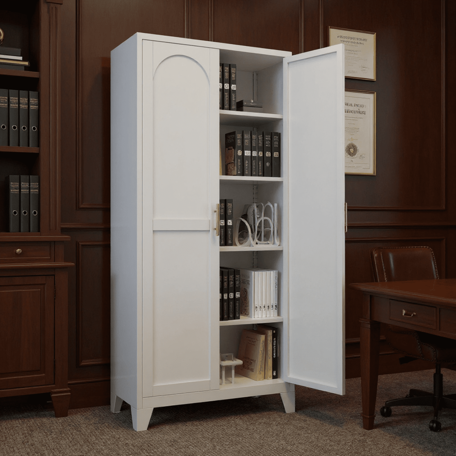 Homy Casa 2-Door File Cabinet with Adjustable Shelves, White, 70.8" H Tall Storage Cabinet for Home Office