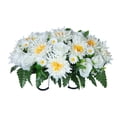 thumbnail image 2 of Artificial Cemetery Flower Saddles for Graves, 25"x18.5" Large Cemetery Memorial Flowers for Outdoor Tombstone Headstone Decorations, Lily Rose Daisy Flowers Saddle(White), 2 of 9