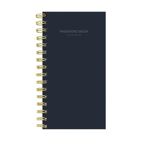 2pcs TF Publishing Black Spiral Password Book | Small Notebook for Writing Down Internet Passwords | Login Organizer | 138 Pages | Spiral Bound Journal with Black Cover | 3.5” x 6.5”