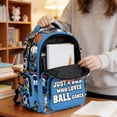 thumbnail image 5 of FKELYI Ball Games Blue Print Kids Backpack for Primary School Bookbag 17 Inch School Backpacks for Boys Girls Casual Daypack Lightweight Rucksack Knapsack, 5 of 7