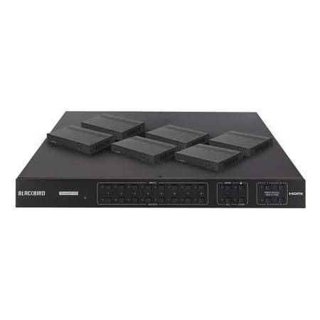 UPC: 0889028138533 | Monoprice Blackbird 4K HDMI Matrix  8×8  HDBaseT  HDR  18G  4K@60Hz  YCbCr 4:4:4  HDCP 2.2  EDID  IR  SPDIF  RCA  TCP/IP  RS-232  W/ 7 Receivers 70m