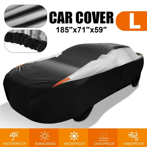 Waterproof Car Cover for Sedan All Weather Universial Fit Outdoor Indoor Protection Snow Sun Dust Resistant Windproof, 185x71x59 inches