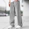 thumbnail image 6 of CPNG Teen Boys Solid Color Baggy Jeans Straight Leg Button Front Zipper Casual Loose Denim Trousers Streetwear(Grey,16-17 Years), 6 of 6