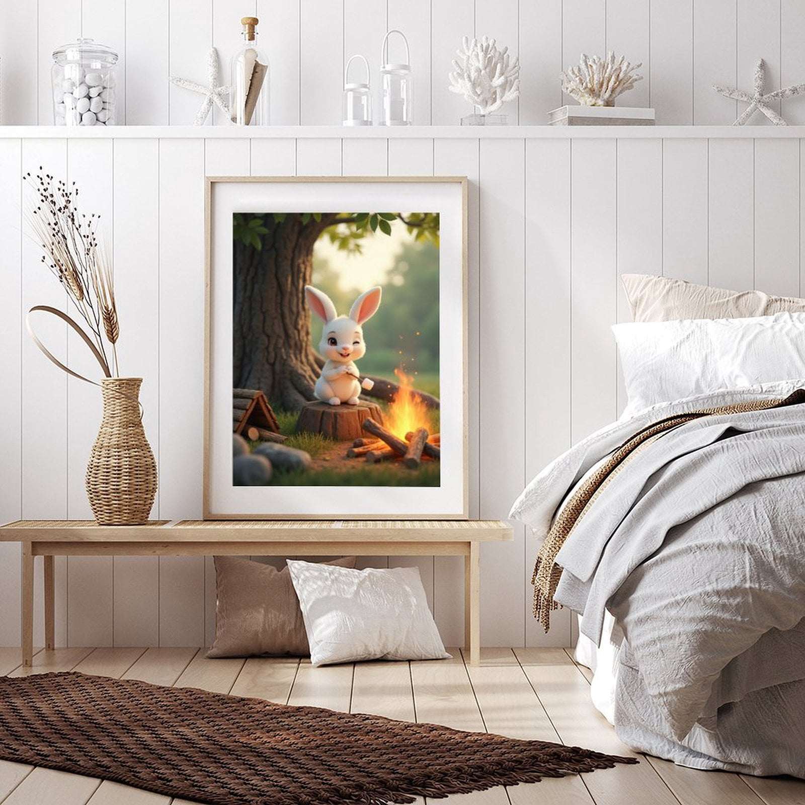 Diamond Art Kits for Adults - 5d Bunny Campfire Marshmallow Evening Diamond Painting for Adults, Diamond Art for Adults Beginners, Diamond Painting Kits for Adults for Home Wall Decor