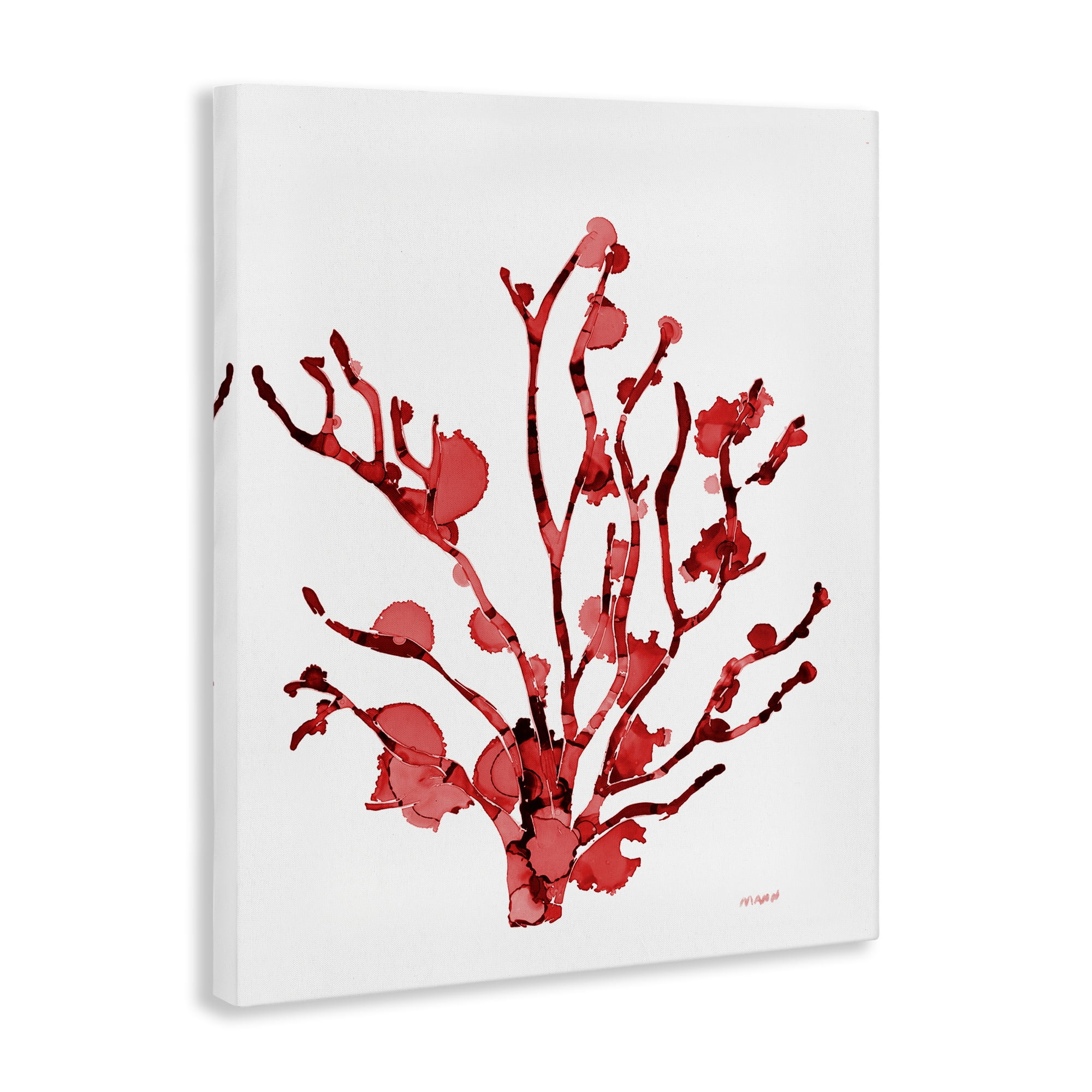 Stupell Industries Coral With Splashes Nautical & Beach Painting Wrapped Canvas Art Print Wall Art, 16 x 20
