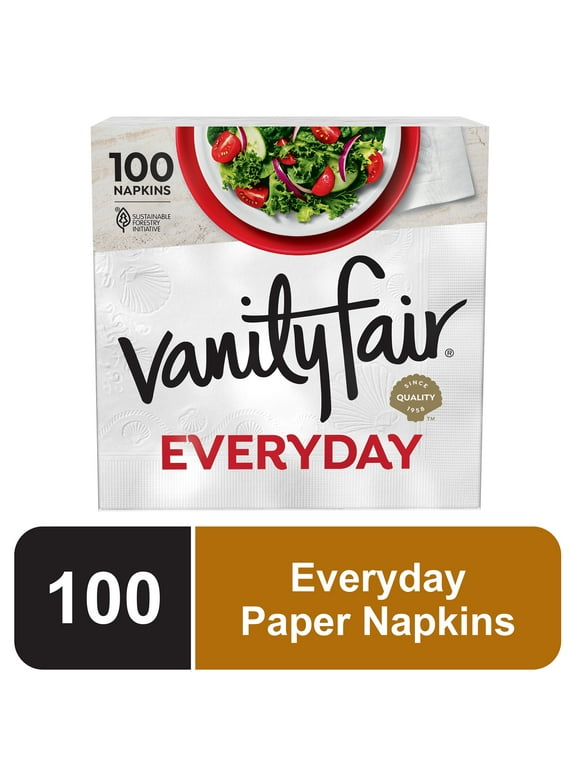 Vanity Fair Everyday Disposable Paper Napkins, White, 100 Count