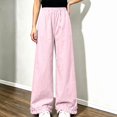 thumbnail image 2 of WAVSUF Girls Wide Leg Pants Ruffle Hem Lightweight Elastic Waist Daily Casual Pants Pink 7-8, 2 of 6