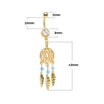 thumbnail image 2 of 3pcs Surgical Steel 14G Dangle Dream Catcher Belly Button Rings Women Dangling CZ Curved Barbell Navel Rings, 2 of 5