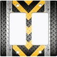 thumbnail image 6 of Metal Light Switch Plate Cover Black Yellow Metal V Crosshatch MET023, 6 of 13