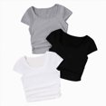 thumbnail image 4 of Gibobby 3-Pack Little Girls T-Shirts Multicolor Summer Short Sleeve Crewneck T Shirt For 7t 8t 9t 10t 11t 12t Girls Summer Basic Tee Toddler Girls Summer Clothes(7-8 Years,Grey), 4 of 4