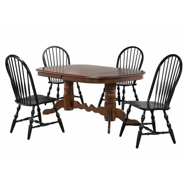 Sunset Trading Andrews 5 Piece Double, Black Farmhouse Table And Chairs
